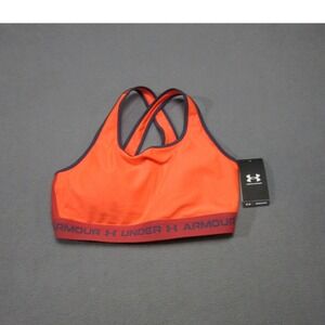 Under Armour Sports Bra Womens XL Orange Red New Crossback Mid Impact Activewear